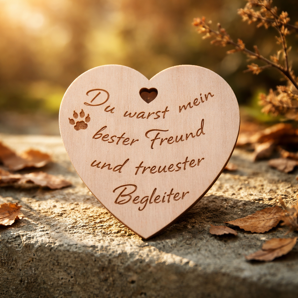 Holzherz Erinnerung an verstorbenes geliebtes Haustier ,,Mein bester Freund´´