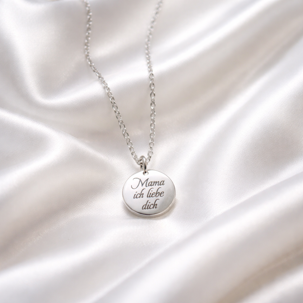 Statement Kette Mama ich liebe dich aus hochwertigem Edelstahl