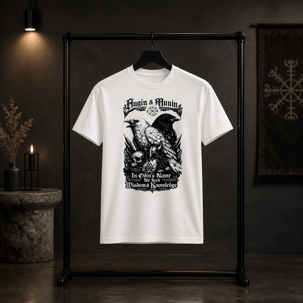 Herren Wikinger Biker T-Shirt Hugin & Munin