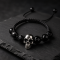 Armband böhmische Glasperlen Skull - Handmade Bikerwear