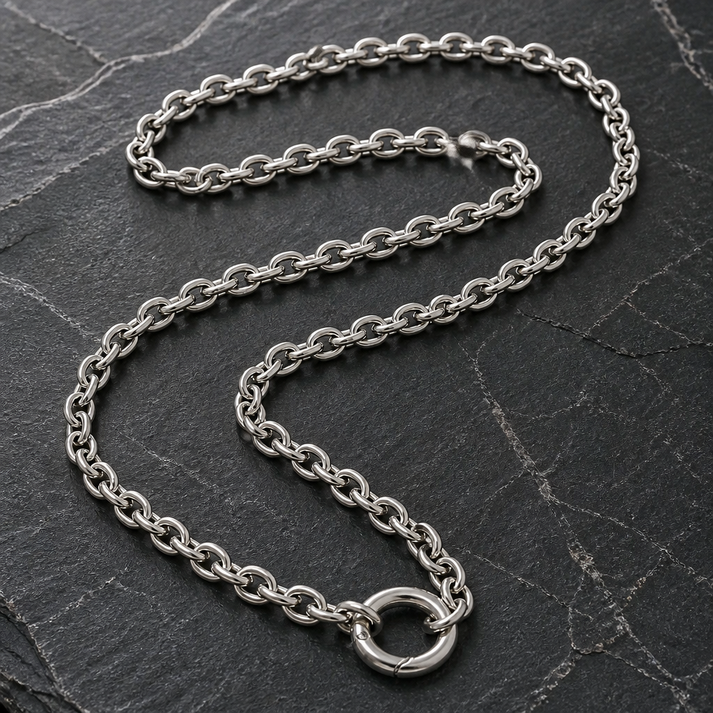 Edelstahl Kette mit Öse für Anhänger - Bikerwear