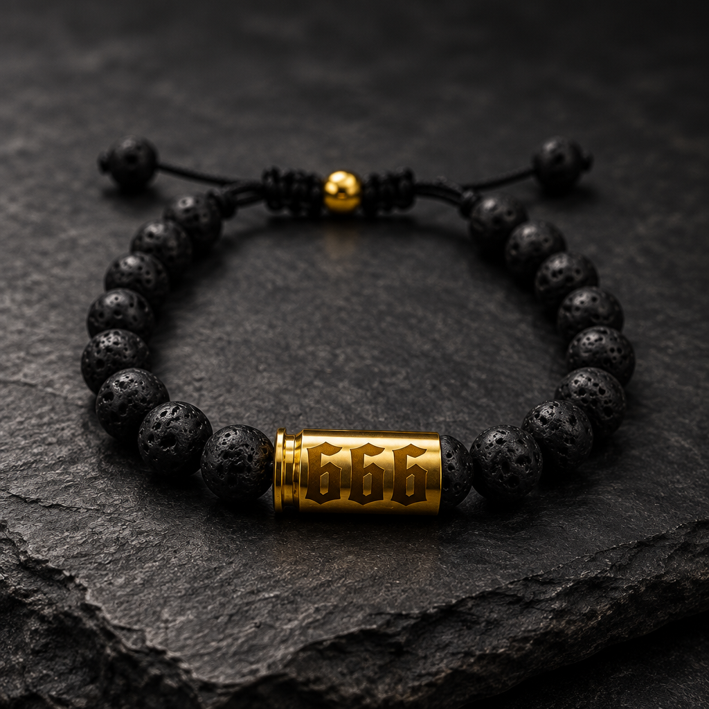 Bikerarmband Lava mit gravierten Patronenhülsen