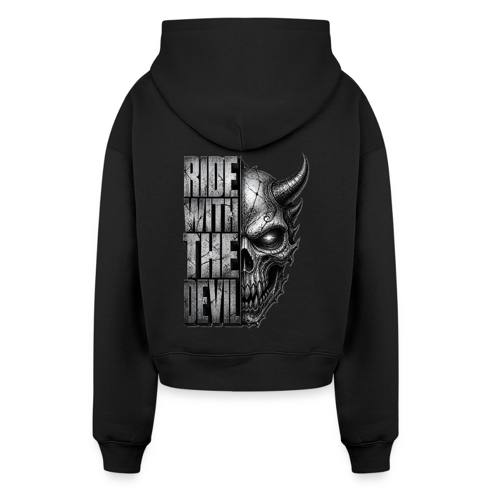 Cropped Oversized Heavyweight Frauen Hoodie - Schwarz