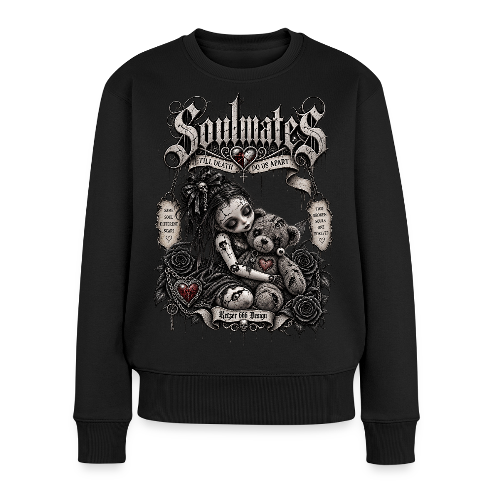 Soulmates Damen-Pullover in Schwarz mit Biker- und Gothic-Motiv
