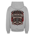 Grau melierter Oversize-Zip-Hoodie für Biker und Wikinger – Vorderansicht
