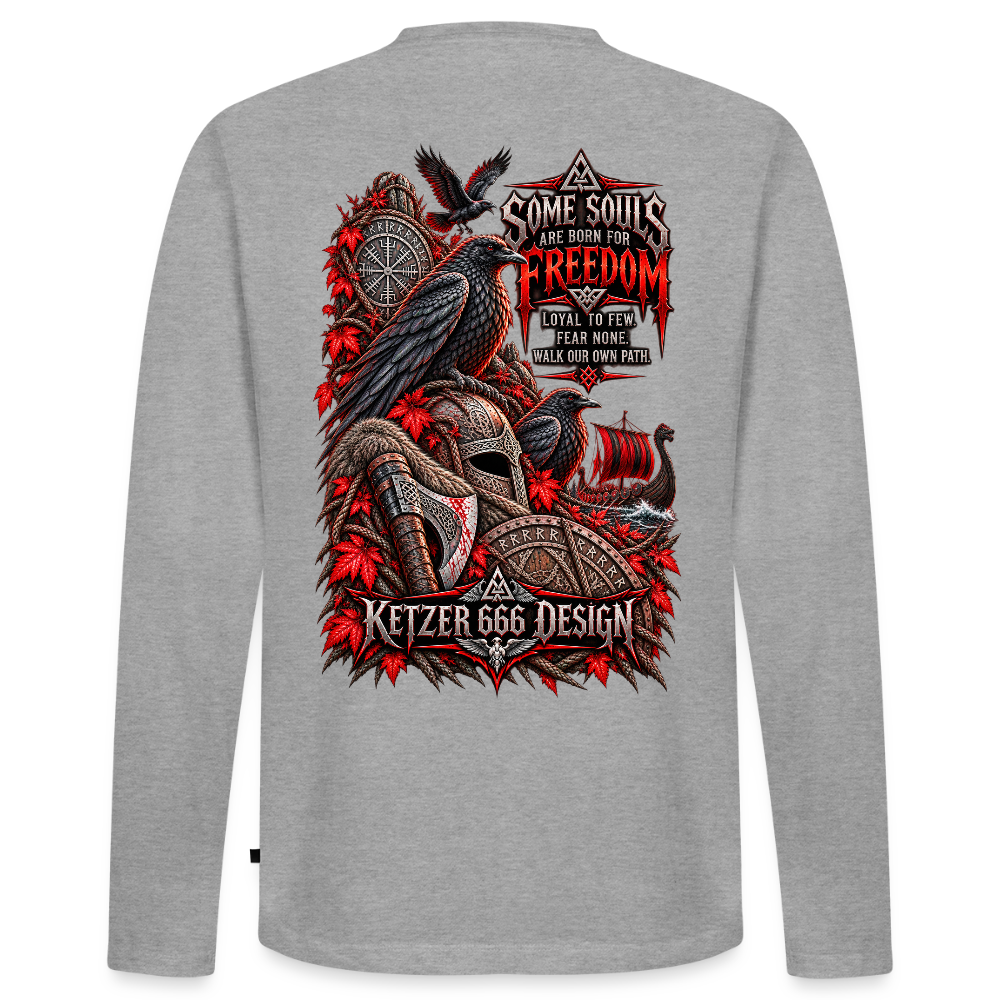 Männer Premium Bio Langarmshirt - Grau meliert