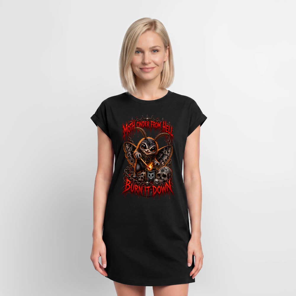 Frauen Premium Organic T - Shirt Kleid Moth Cinder from hell - Burn it down - Schwarz