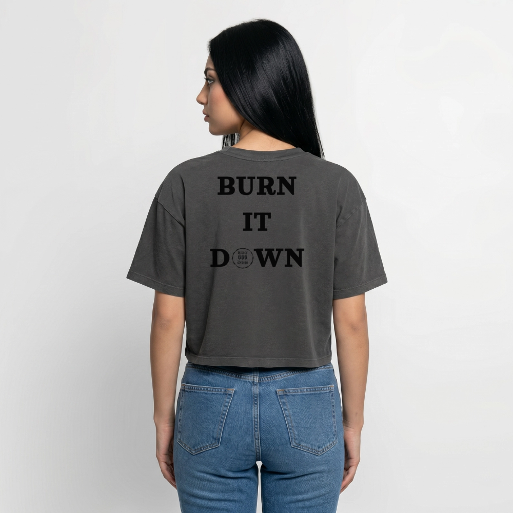 Boxy Frauen Premium Acid-Washed T-Shirt - Schwarz Acid Wash