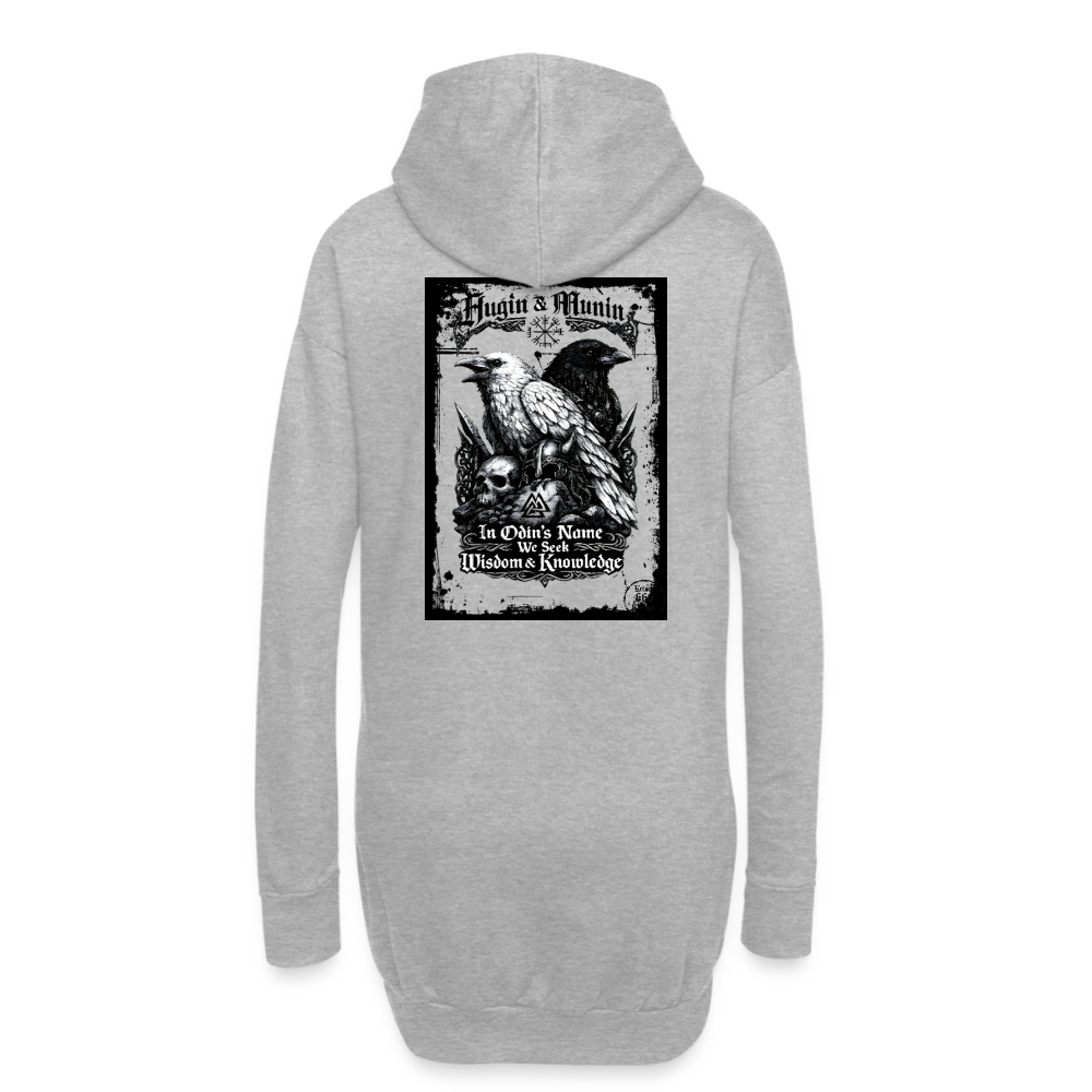 Hoodie-Kleid Hugin und Munin - Grau meliert
