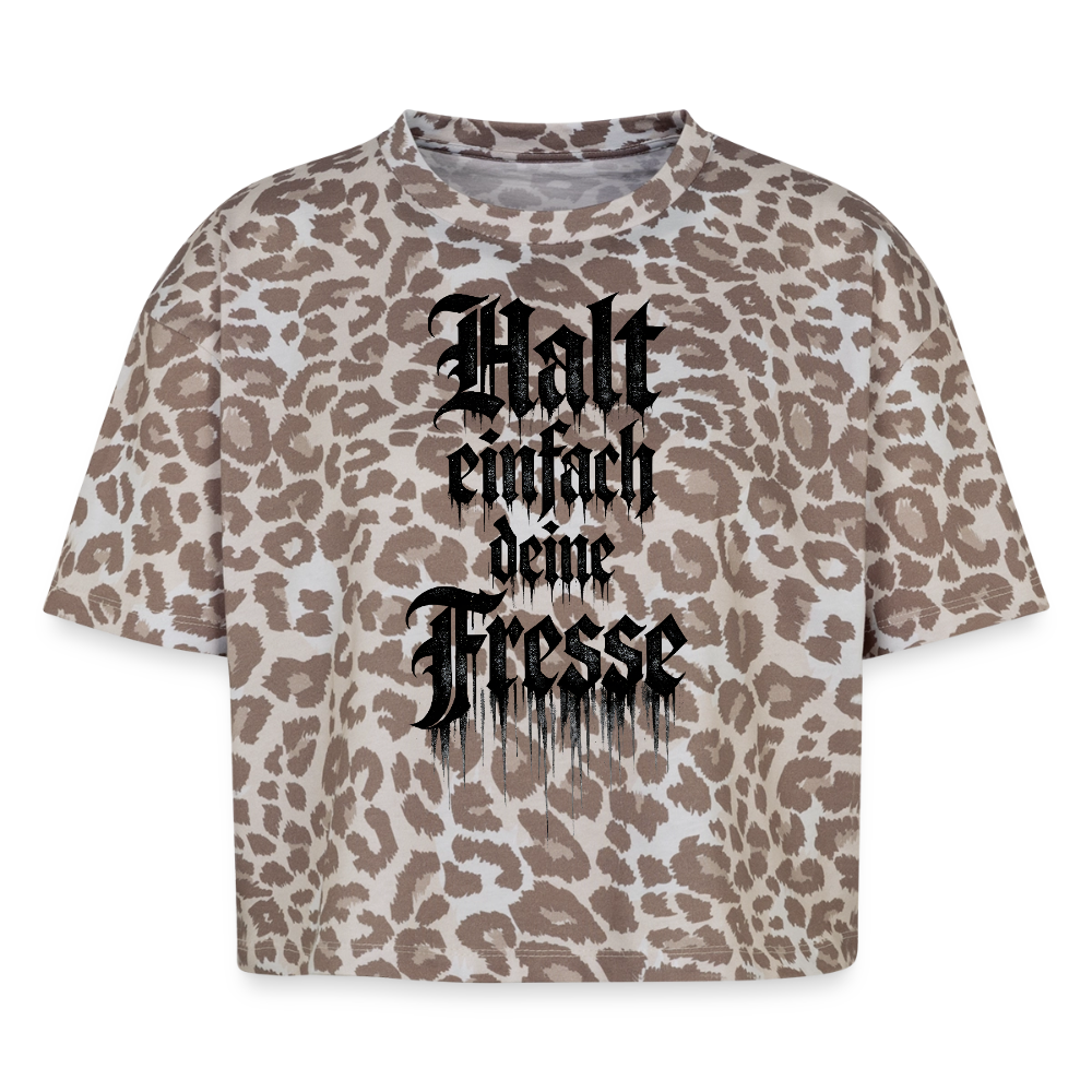 Boxy Leo Frauen Premium Organic T-Shirt Halt einfach deine Fresse - Leopard print