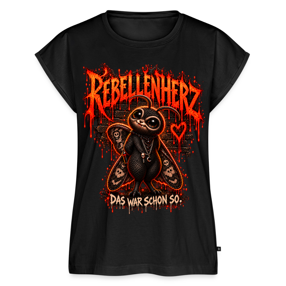 Gothic Frauen Premium T-Shirt Rebellenherz - Moth Cinder - Schwarz
