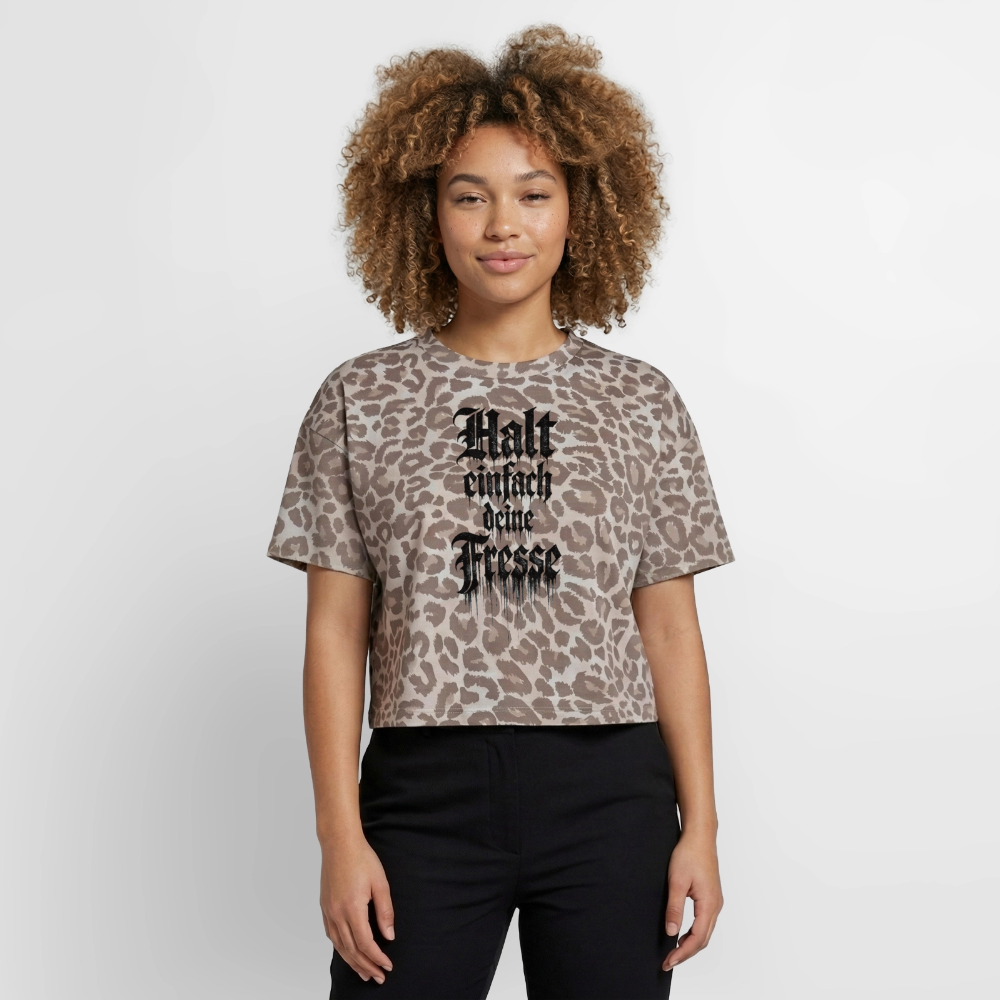 Boxy Leo Frauen Premium Organic T-Shirt Halt einfach deine Fresse - Leopard print
