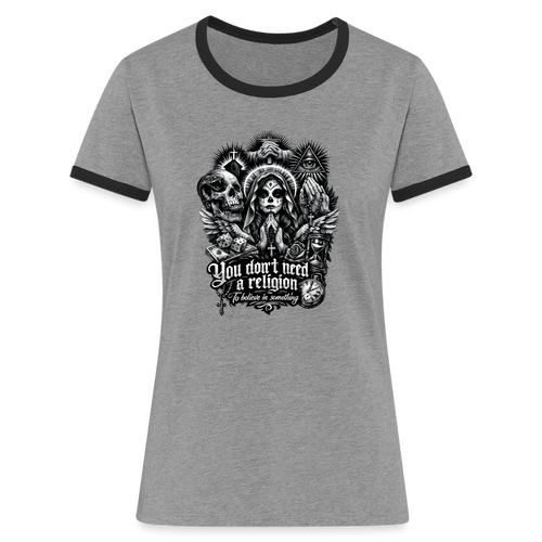Frauen Kontrast-T-Shirt No Religion Kontast - Grau meliert/Schwarz