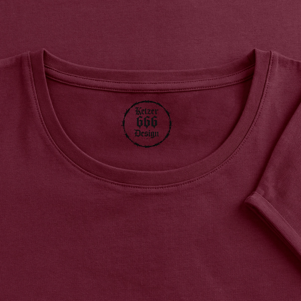 Frauen T-Shirt mit gerollten Ärmeln Hugin und Munin - Burgunderrot