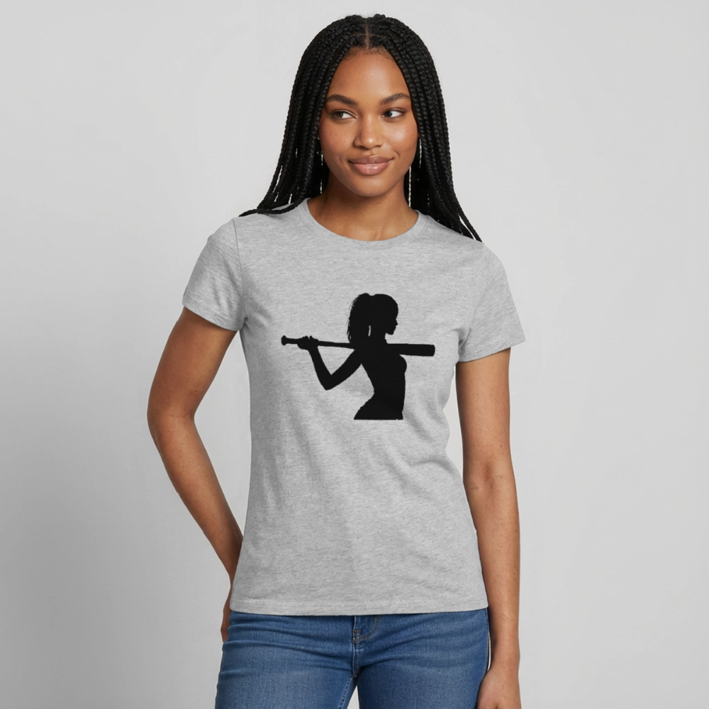 Frauen T-Shirt Lieber stehend sterben - Grau meliert