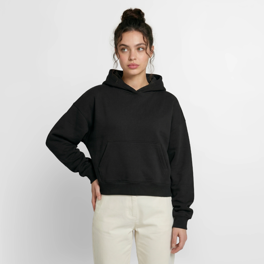 Cropped Oversized Heavyweight Frauen Hoodie - Schwarz