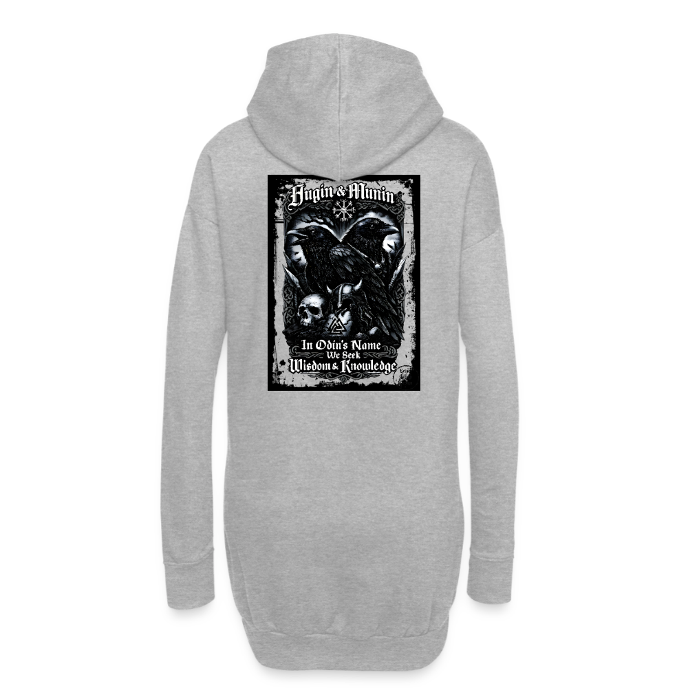 Hoodie-Kleid Hugin und Munin - Grau meliert