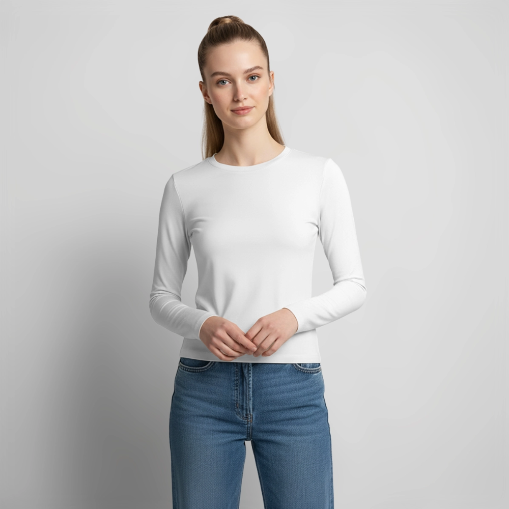 Frauen Slim Fit Langarmshirt Hugin und Mugin - Weiß