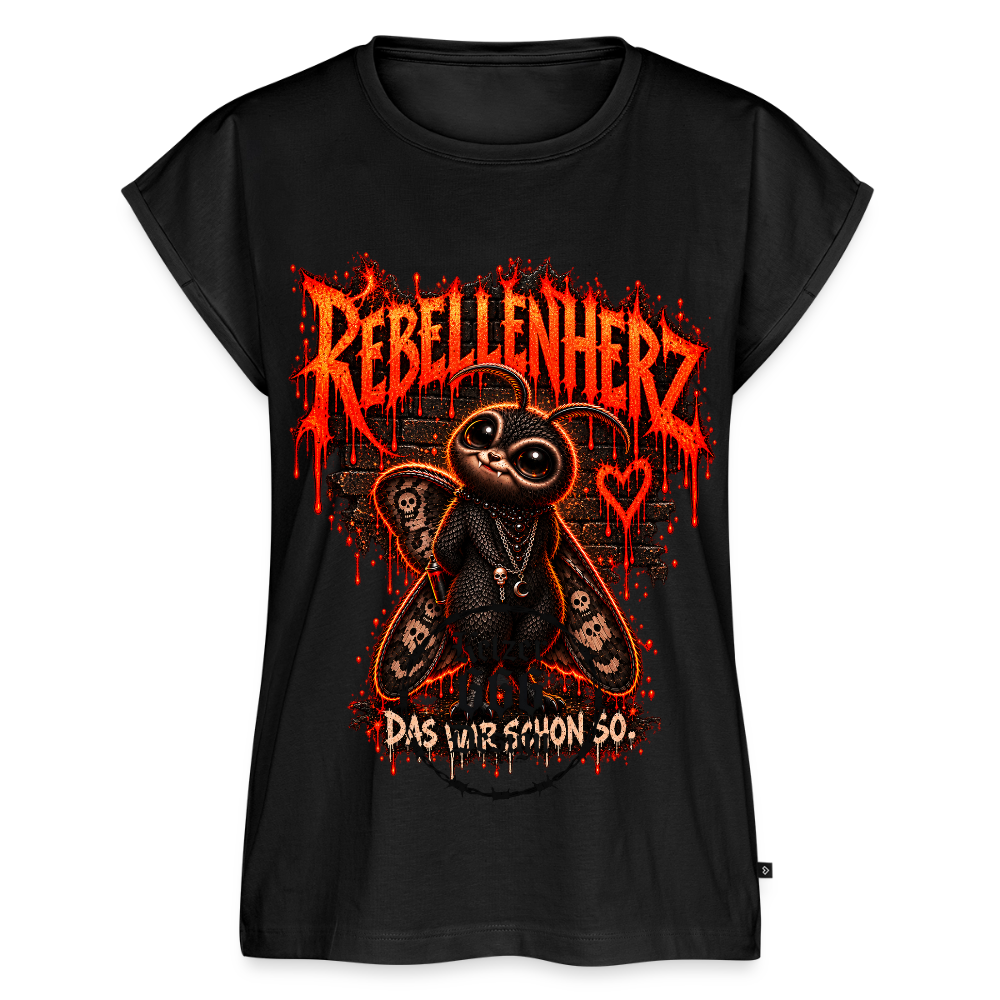 Gothic Frauen Premium T-Shirt Rebellenherz - Moth Cinder - Schwarz