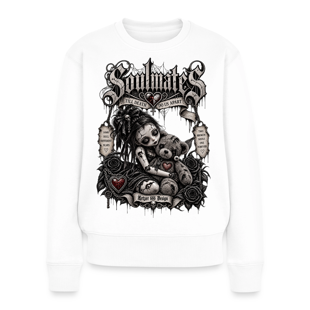 Soulmates Damen-Pullover in Weiß mit Biker- und Gothic-Motiv