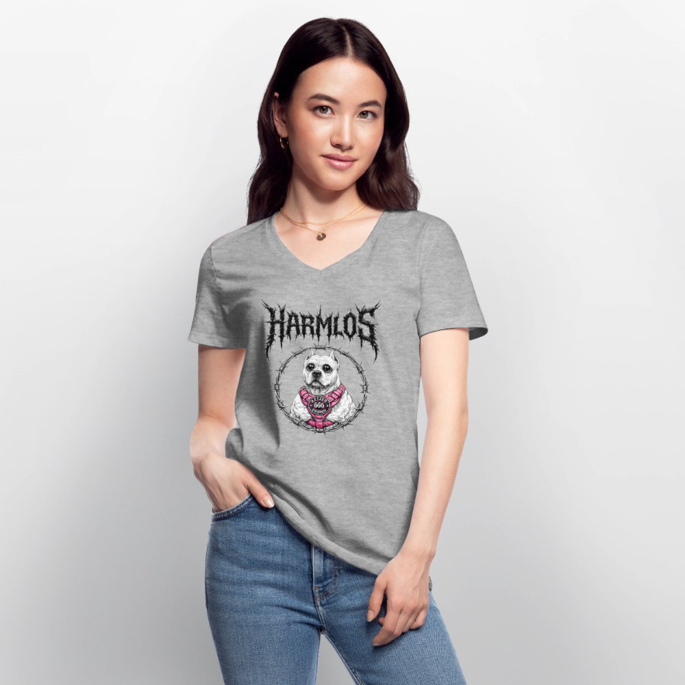 Klassisches Frauen-T-Shirt mit V-Ausschnitt DOGO ARGENTINO Harmlos - Grau meliert