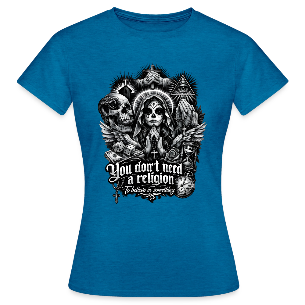Frauen T-Shirt No Religion - Antikblaues Saphir meliert