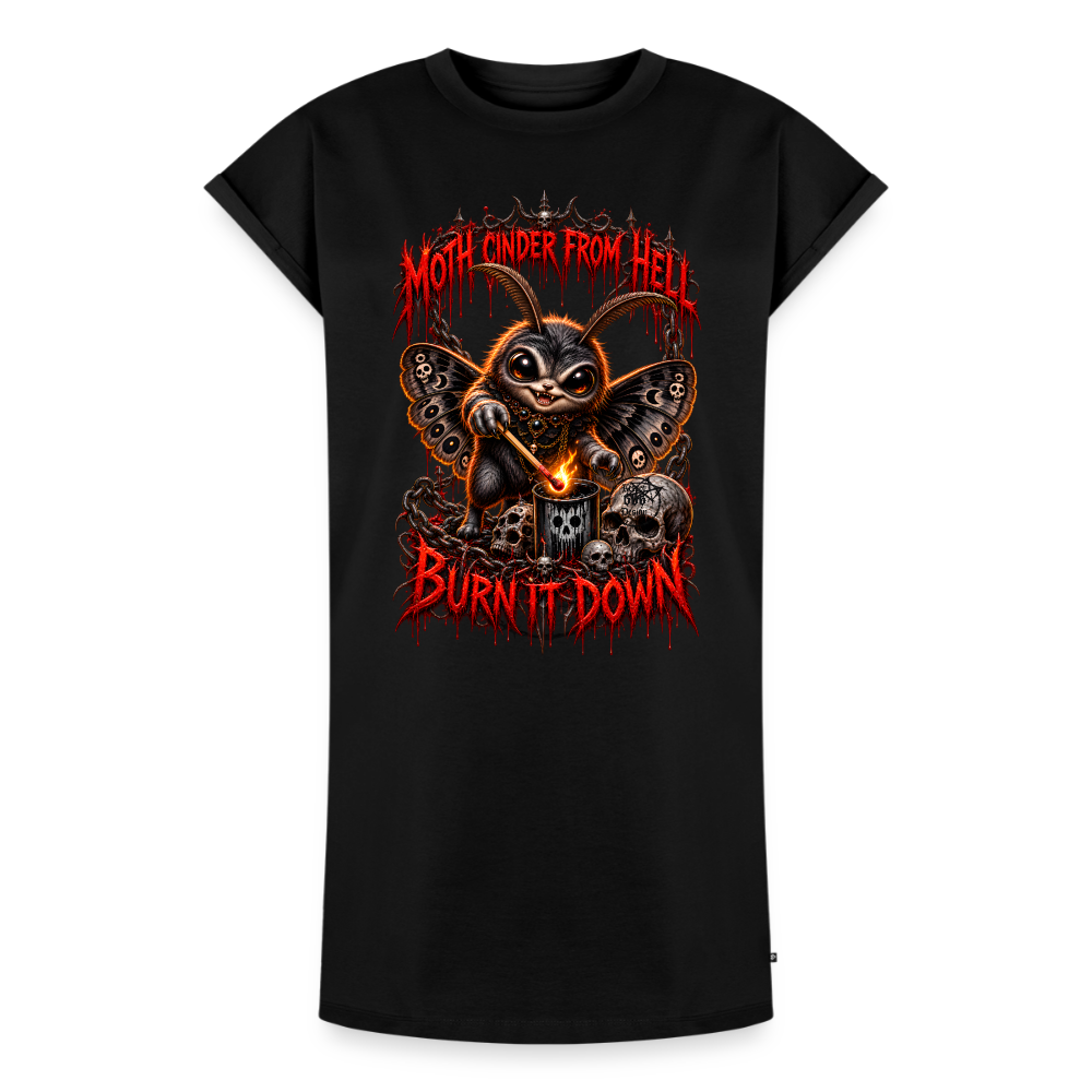 Frauen Premium Organic T - Shirt Kleid Moth Cinder from hell - Burn it down - Schwarz