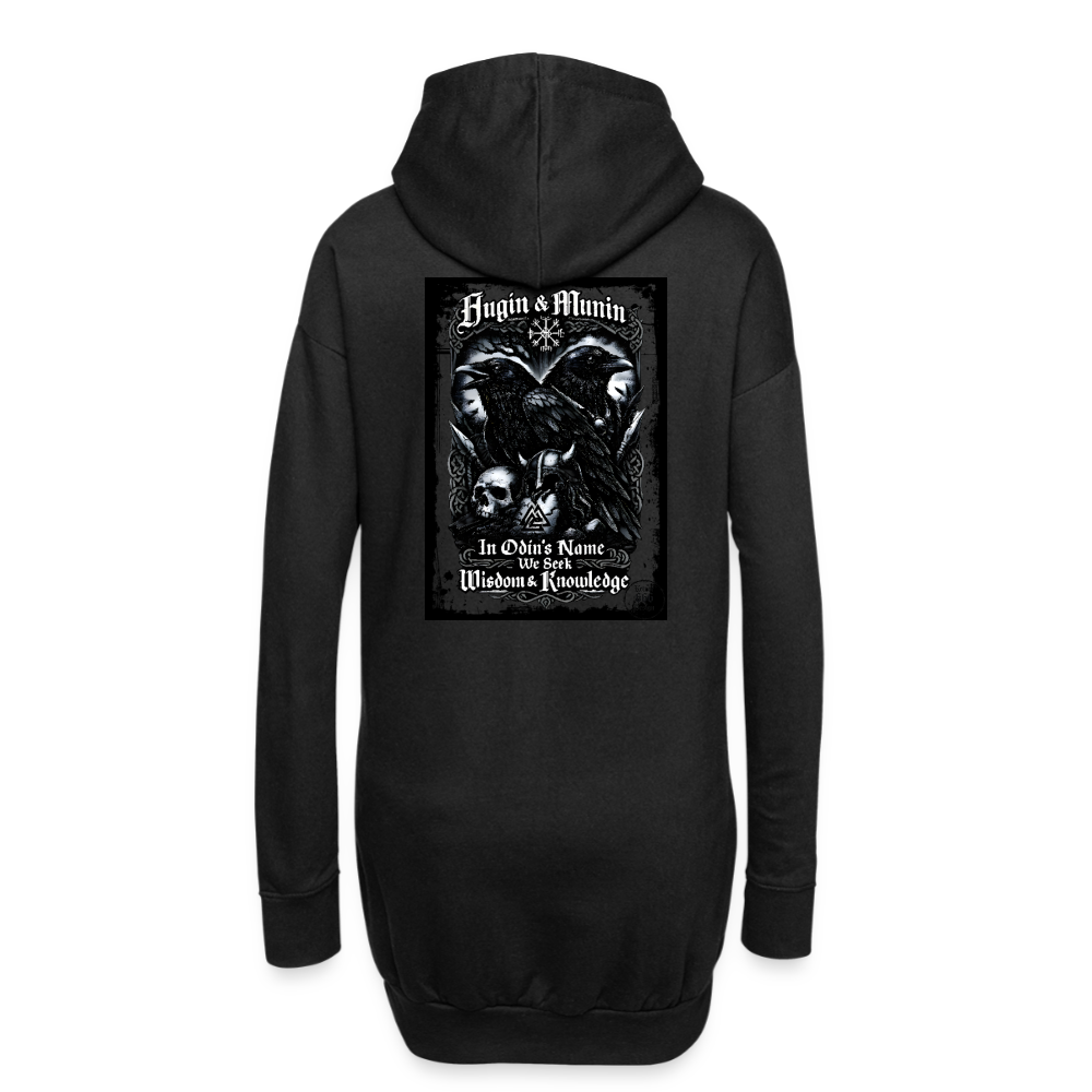 Hoodie-Kleid Hugin und Munin - Schwarz