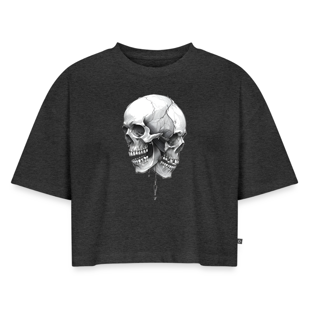 Frauen Premium Oversized Bio Cropped T-Shirt - Anthrazit meliert