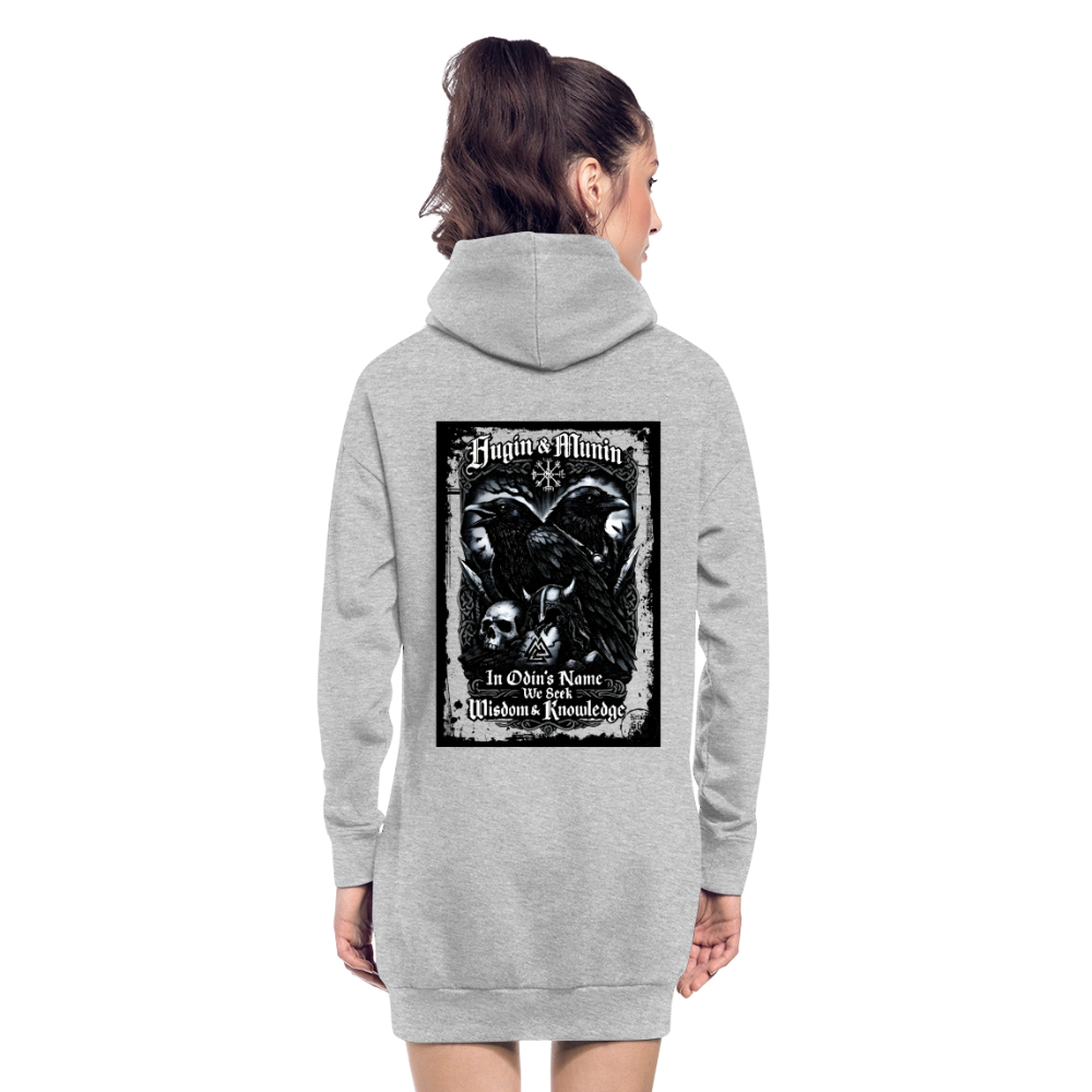 Hoodie-Kleid Hugin und Munin - Grau meliert