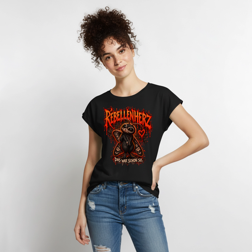 Gothic Frauen Premium T-Shirt Rebellenherz - Moth Cinder - Schwarz