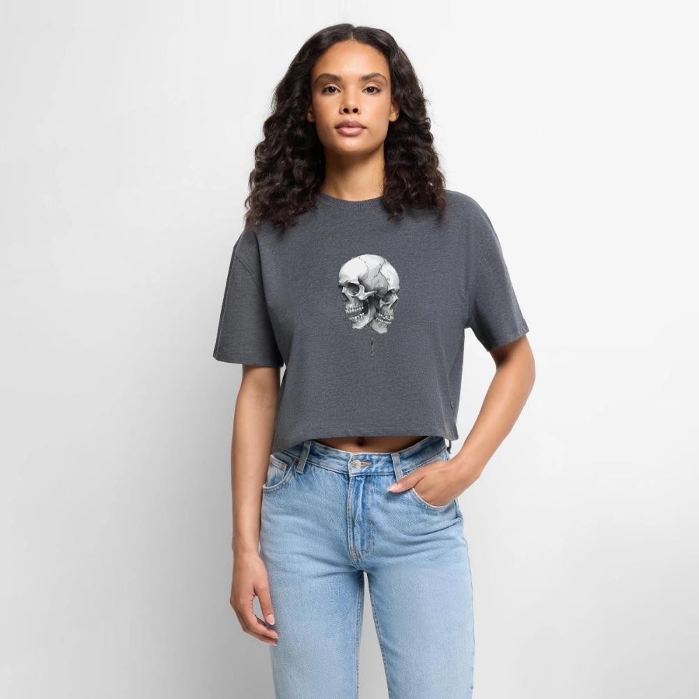 Frauen Premium Oversized Bio Cropped T-Shirt - Anthrazit meliert