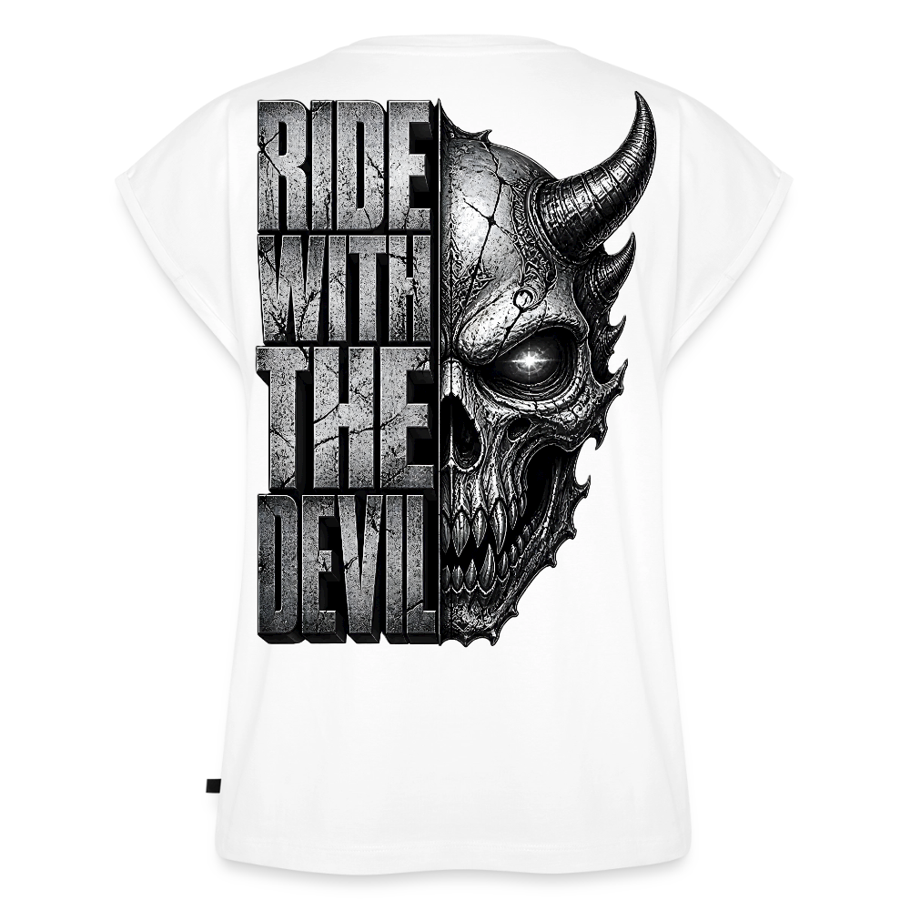 Frauen T-Shirt mit gerollten Ärmeln - Weiß