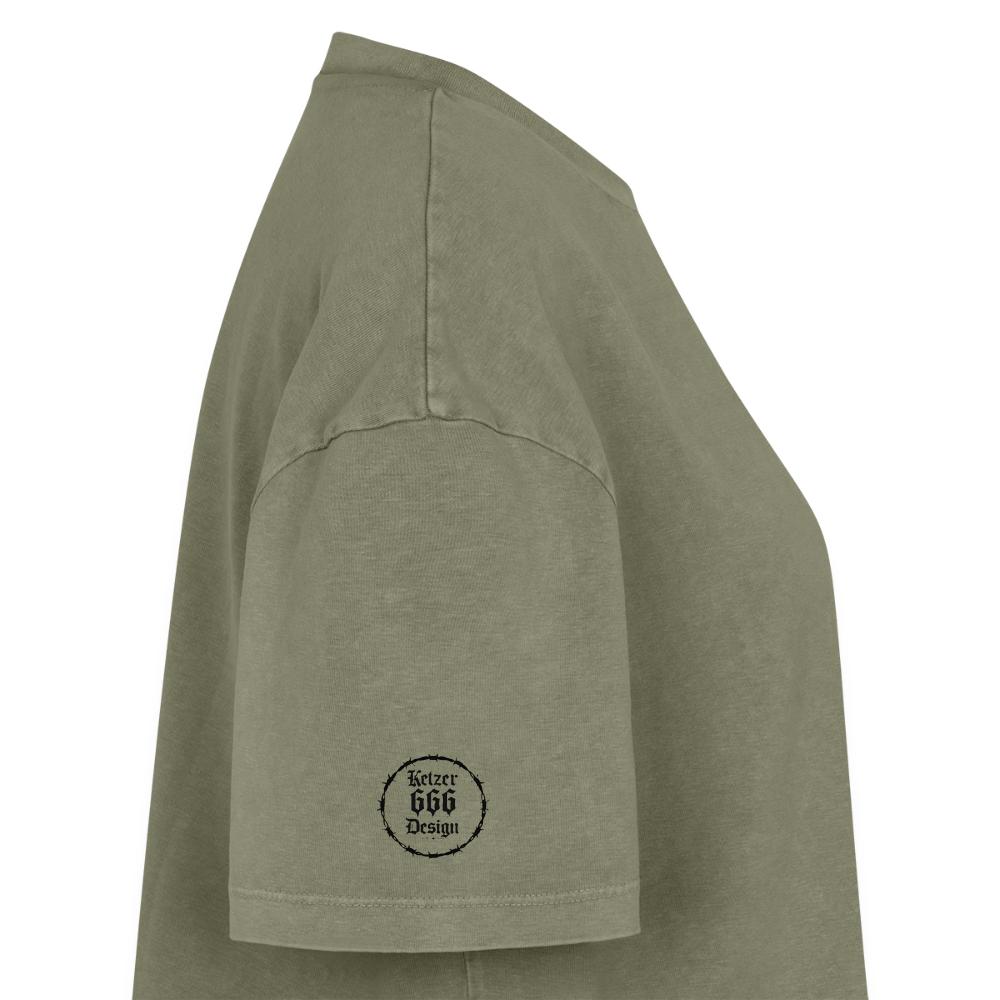 Boxy Frauen Premium Acid-Washed T-Shirt - Grün Acid Wash