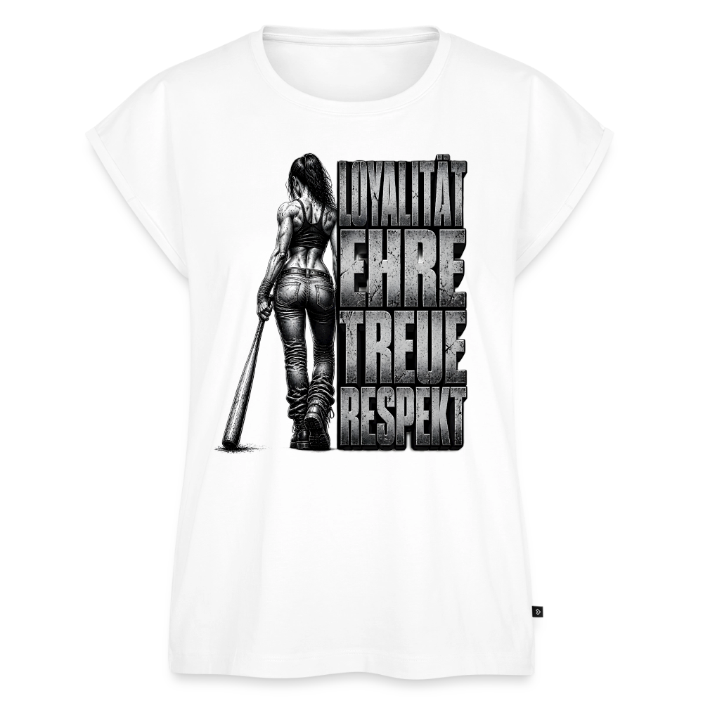 Frauen T-Shirt mit gerollten Ärmeln - Weiß
