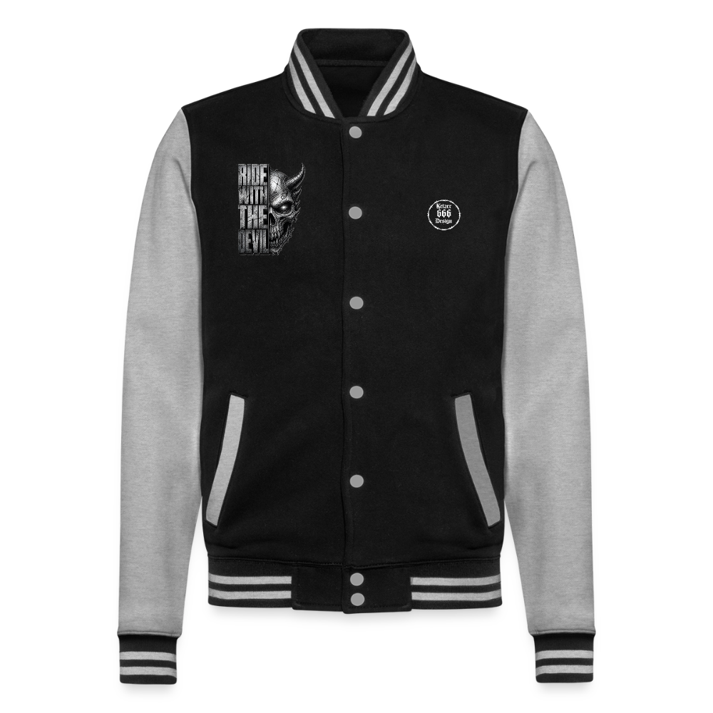 College-Sweatjacke - Schwarz/Grau meliert