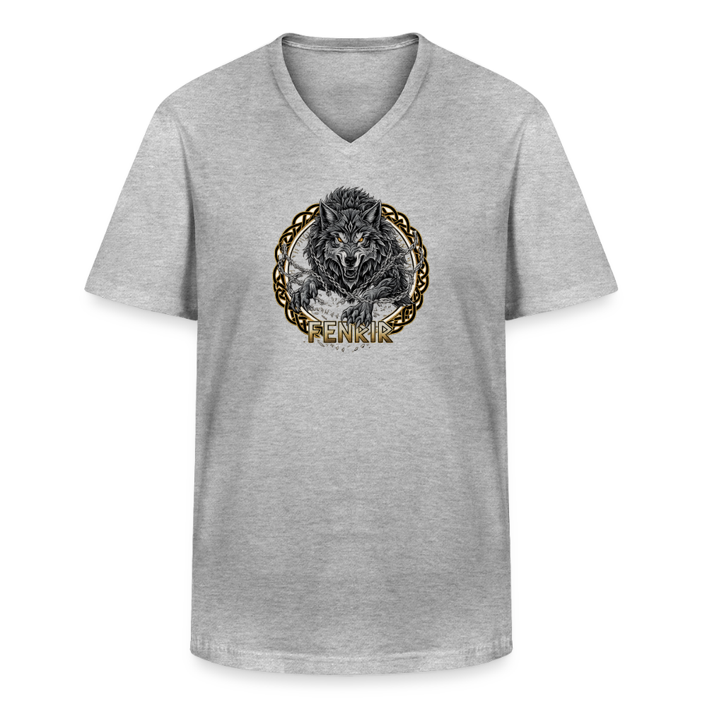 Klassisches Männer-T-Shirt mit V-Ausschnitt Fenrir - Grau meliert