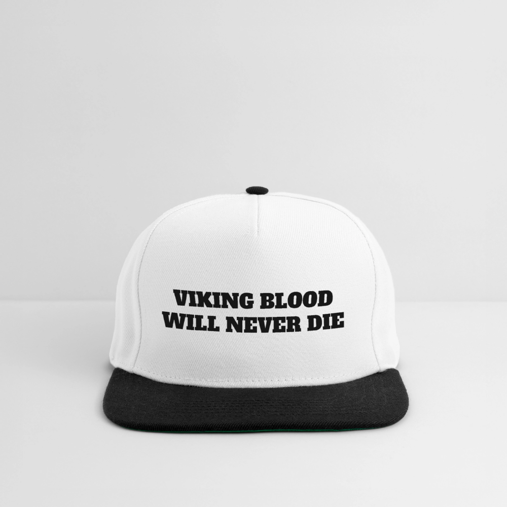 Snapback Cap Viking Blood will never die - Weiß/Schwarz