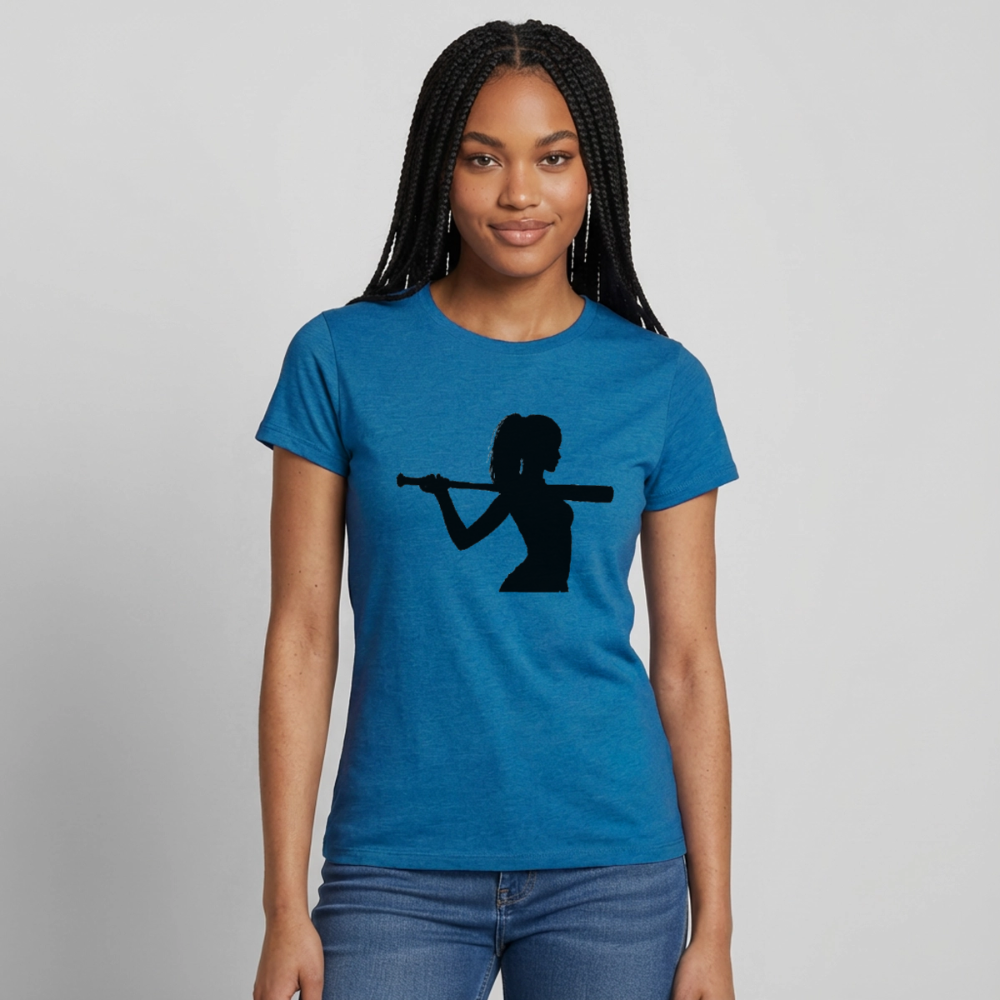 Frauen T-Shirt Lieber stehend sterben - Antikblaues Saphir meliert