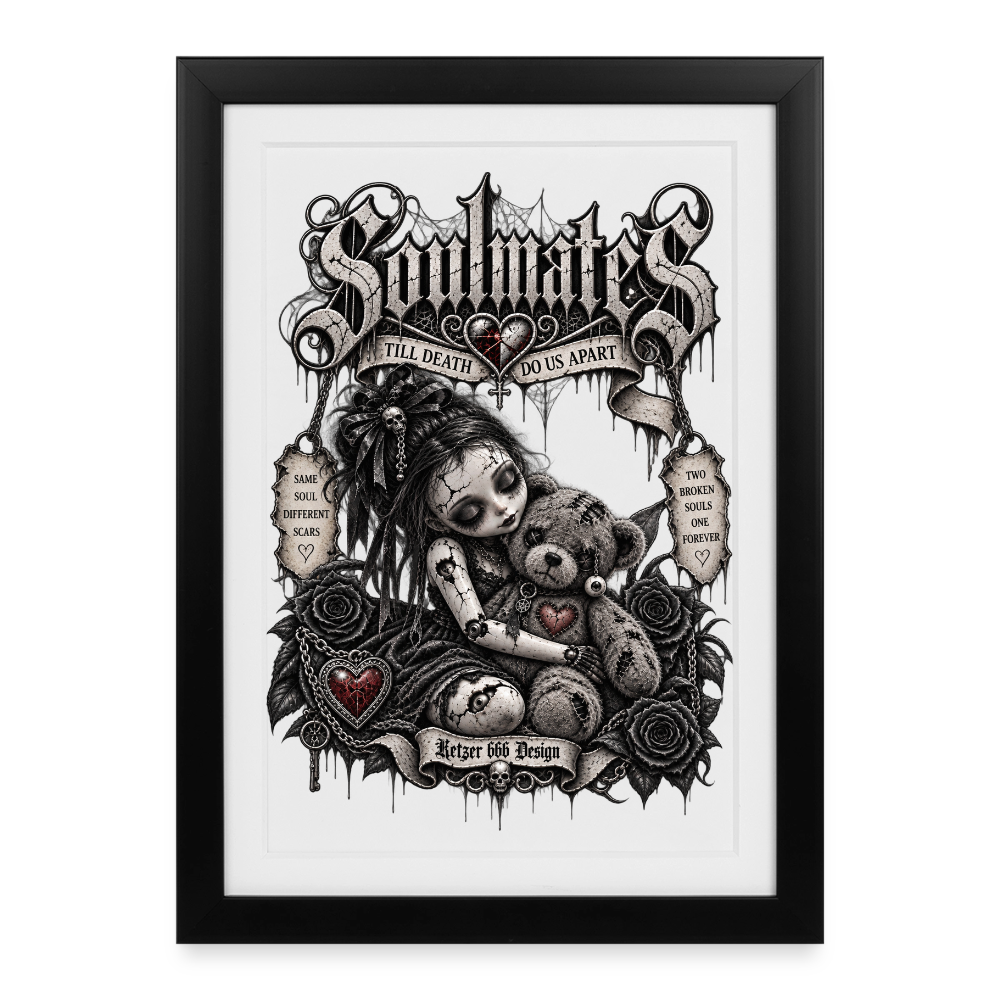 Gerahmtes Poster (27 × 37 cm) - Schwarz