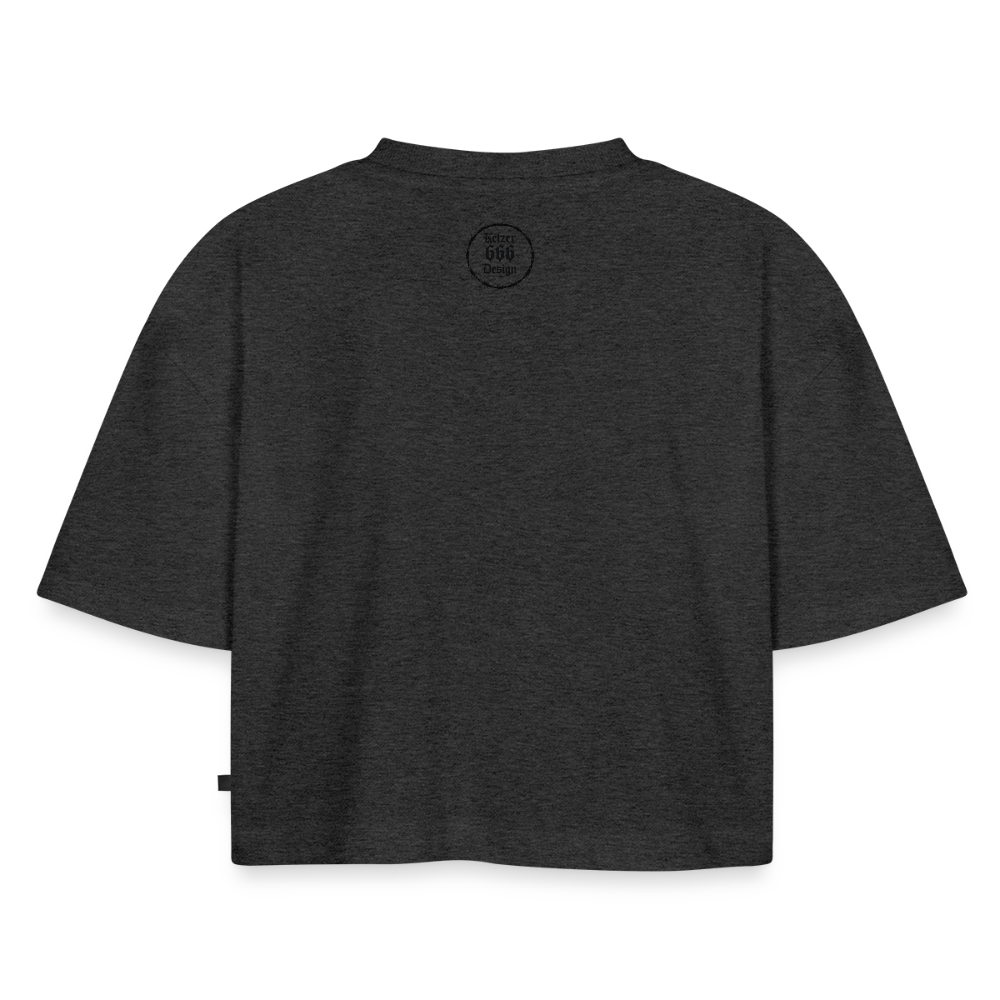 Frauen Premium Oversized Bio Cropped T-Shirt TRUST NO ONE - Anthrazit meliert