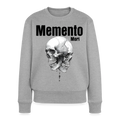 Damen-Pullover in Grau meliert mit dem MEMENTO MORI Statement – Frontansicht