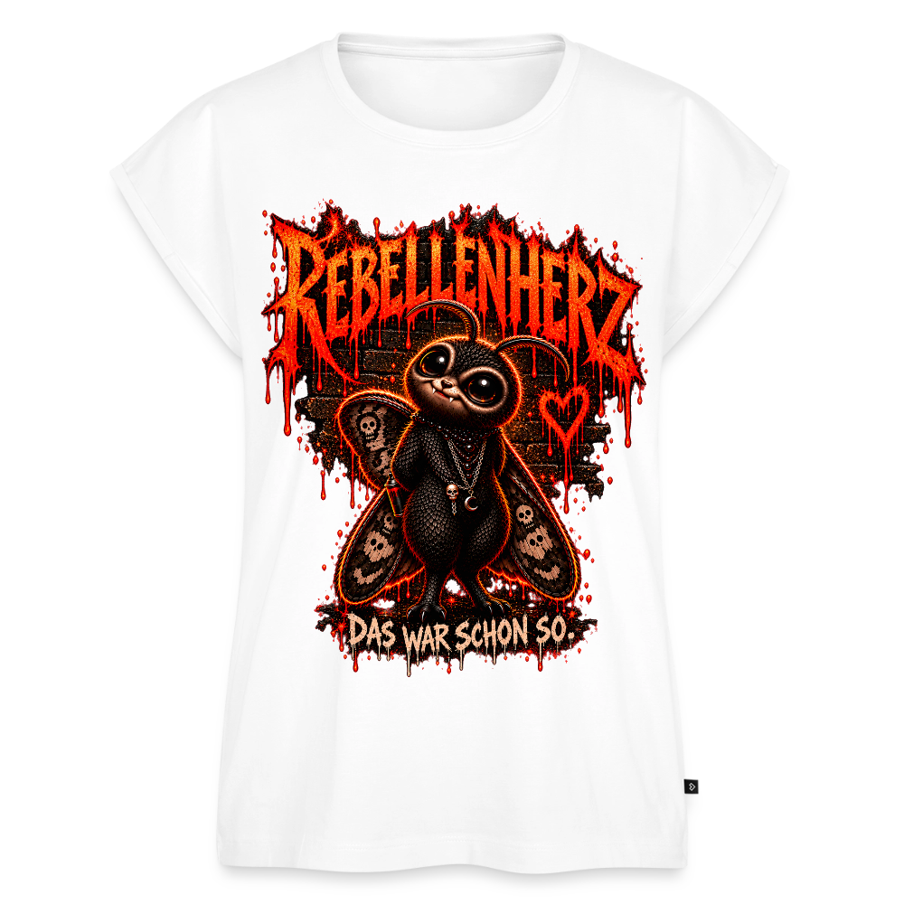Gothic Frauen Premium T-Shirt Rebellenherz - Moth Cinder - Weiß
