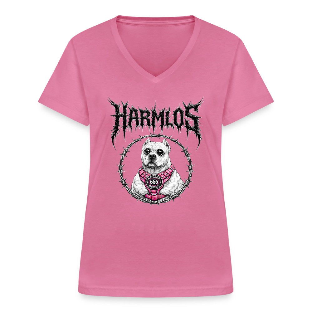 Klassisches Frauen-T-Shirt mit V-Ausschnitt DOGO ARGENTINO Harmlos - Pink