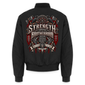 Strength through Brotherhood Wikinger-Biker Bomberjacke für Herren in Schwarz