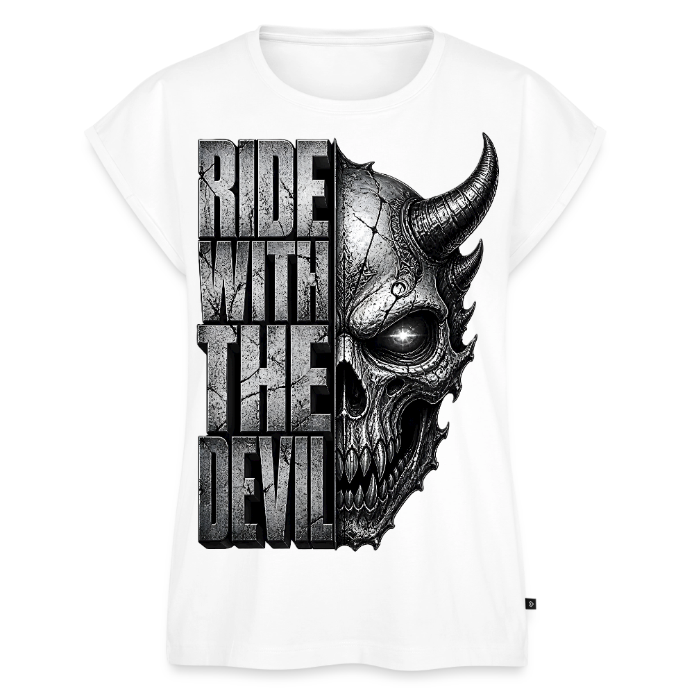 Frauen T-Shirt mit gerollten Ärmeln - Weiß