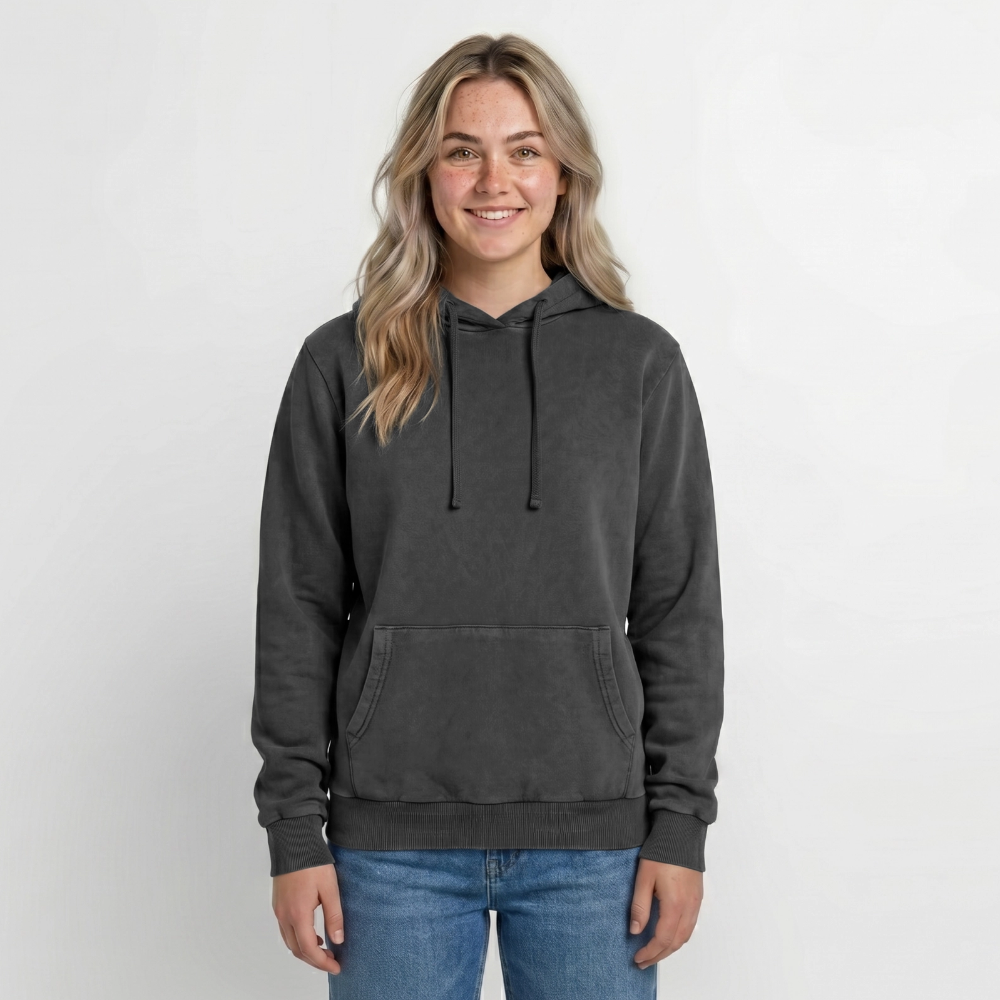 Relaxed Unisex Premium Acid-Washed Hoodie - Schwarz Acid Wash