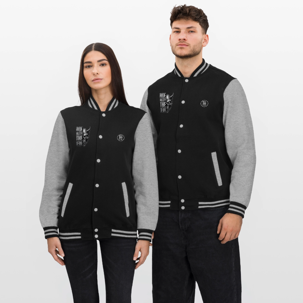 College-Sweatjacke - Schwarz/Grau meliert