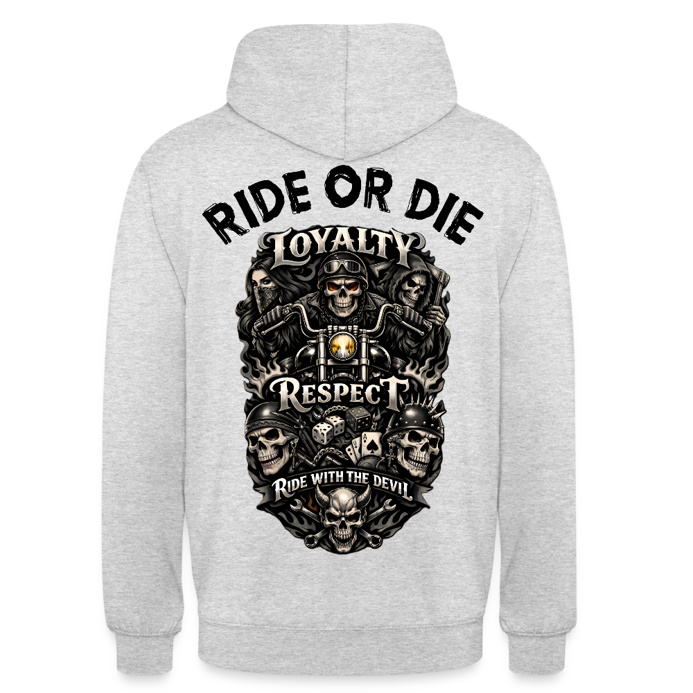 Unisex Hoodie Ride or Die, Loyalty - Hellgrau meliert