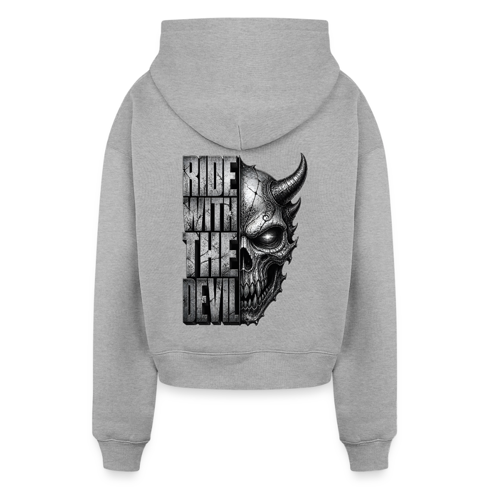Cropped Oversized Heavyweight Frauen Hoodie - Grau meliert